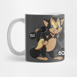 strong cat lifting barbell with the tail Mug
